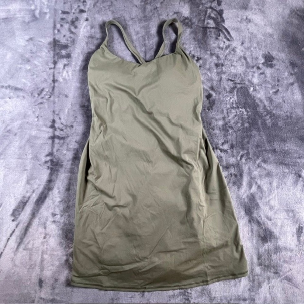 Halara SoftlyZero Plush Backless Active Dress Grass Grey Green Long Size L